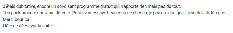 Une femme qui témoigne de ce que le programme lui a apporté