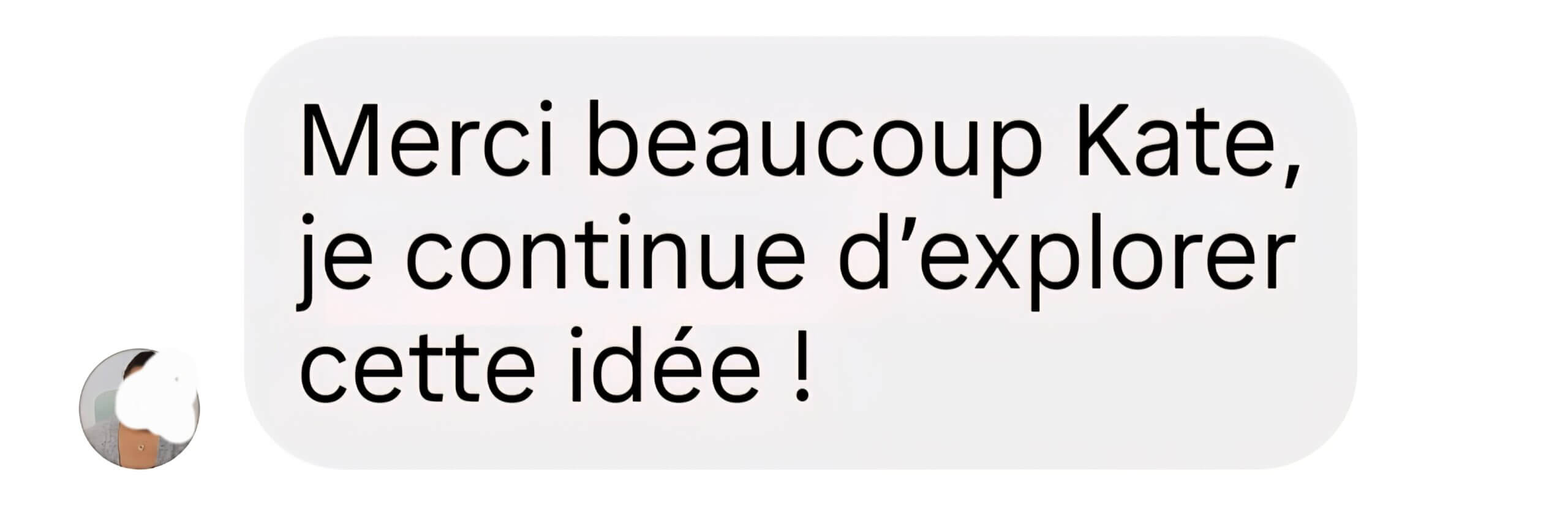 remerciement à Kate pour son idée